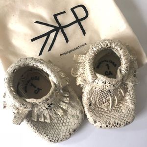 Freshly Picked Mocs in gold snakeskin